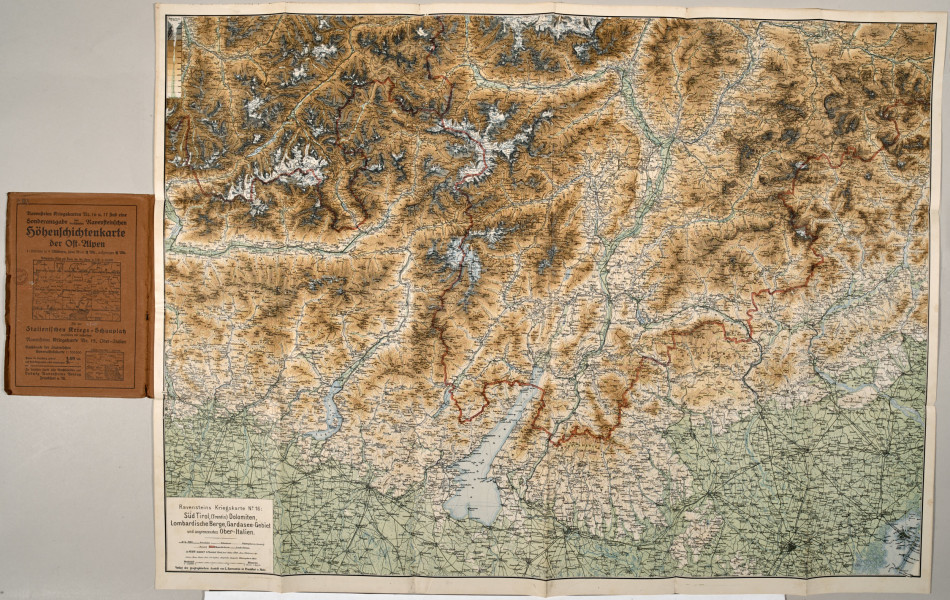 Mapa papierowa, składana, kolorowa. W lewym dolnym rogu nazwa regionu i legenda. Po lewej stronie widoczna część okładki mapy.