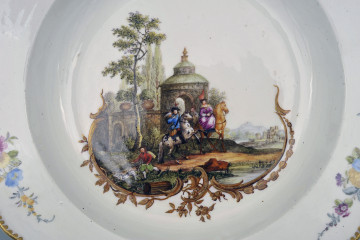 ujęcie z góry (fragment) - w lustrze miniatura przedstawiająca polowanie konno z sokołem