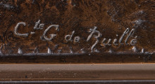 Rzeźba. Koń w uprzęży. Fragment  z sygnaturą “Cte G.de Ruille”