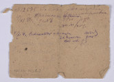 Ujęcie z góry, verso, kartka zapisana pismem odręcznym
