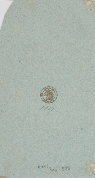 rysunek - ujęcie z tyłu; Na verso brunatna pieczęć: Museum Szczecin i data ołówkiem: 1907; poniżej numer inwentarza ołówkiem: MNS/Rys/586