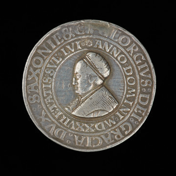talar - Ujęcie awersu. Na awersie monety małe popiersie władcy w lewo otoczone napisem datujacym i  napis w otoku.