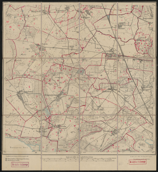 Mapa drukowana 859 Ducherow I - Ujęcie z przodu; Mapę 859 Ducherow I opracowano w 1883, a wydano w 1885 roku. Obejmuje obszar w pobliżu miejscowości Spantekow, Kreis Anklam, Reg. Bez. Stettin, Prov. Pommern, dziś Kreis Vorpommern-Greifswald, Bundesland Mecklenburg-Vorpommern, Niemcy. Jest jedynym zachowanym egzemplarzem arkusza przedwojennej mapy topograficznej oznaczonego godłem 859, zawierającym dane o lokalizacji obiektów i ich nazw w zasobie archiwalnym Flurnamen Sammlung. Na drukowanej mapie ręcznie naniesiono warstwę z numeracją obiektów fizjograficznych odnoszących się do miejscowości: Dargebell, Stretense, Rossin, Kagendorf, Alt Kosenow, Busow, Kalkstein, Wusseken, Schwerinsburg, Schmuggerow, Ducherow, Marienthal, Putzar, Sophienhof, Löwitz, Wietstock, Demnitz, Altwigshagen.