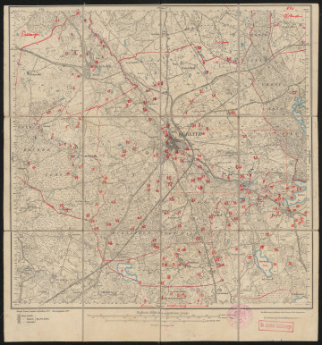 drukowana mapa  696 Bublitz III - Ujęcie z przodu; Mapę 696 Bublitz III opracowano w 1875, wydano w 1877, a dodrukowano w 1906 roku. Obejmuje obszar w pobliżu miejscowości Bublitz, Kreis Bublitz, Reg. Bez. Köslin, Prov. Pommern, dziś Bobolice, pow. koszaliński, woj. zachodniopomorskie, Polska. Jest jednym z czterech zachowanych egzemplarzy arkusza przedwojennej mapy topograficznej oznaczonego godłem 696 (ale inne wydanie), zawierającym dane o lokalizacji obiektów i ich nazw w zasobie archiwalnym Flurnamen Sammlung. Na drukowanej mapie ręcznie naniesiono warstwę z numeracją obiektów fizjograficznych odnoszących się do miejscowości: Goldbeck, dziś Głodowa; Ernsthof, dziś Radwanki; Rülow, dziś Rylewo; Drawehn, dziś Drzewiany; Dorfstädt, dziś Nowosiółki; Bublitz; Neuhof, dziś Opatówek; Porst, dziś Porost; Neudorf, dziś Łozice.