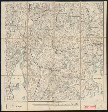 Mapa drukowana 970 Neu-Wuhrow I - Ujęcie z przodu; Mapę 970 Neu-Wuhrow I opracowano i wydano w 1875, a dodrukowano w 1919 roku. Obejmuje obszar w pobliżu miejscowości Neu Wuhrow, Kreis Neustettin, Reg. Bez. Köslin, Prov. Pommern, dziś Nowe Worowo, pow. drawski, woj. zachodniopomorskie, Polska. Jest jednym z czterech zachowanych egzemplarzy arkusza przedwojennej mapy topograficznej oznaczonego godłem 970 (ale inne wydanie), zawierającym dane o lokalizacji obiektów i ich nazw w zasobie archiwalnym Flurnamen Sammlung. Na drukowanej mapie ręcznie naniesiono warstwę z numeracją obiektów fizjograficznych odnoszących się do miejscowości: Bramstädt, dziś Toporzyk.