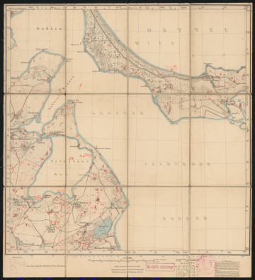 drukowana mapa 259 Rappin II - Ujęcie z przodu; Mapę 259 Rappin II opracowano w 1885, a skorygowano i wydano w 1925 roku. Obejmuje obszar w pobliżu miejscowości Rappin, Kreis Rügen, Reg. Bez. Stralsund, Prov. Pommern, dziś Kreis Vorpommern-Rügen, Bundesland Mecklenburg-Vorpommern, Niemcy. Jest jedynym zachowanym egzemplarzem arkusza przedwojennej mapy topograficznej oznaczonego godłem 259, zawierającym dane o lokalizacji obiektów i ich nazw w zasobie archiwalnym Flurnamen Sammlung. Na drukowanej mapie ręcznie naniesiono warstwę z numeracją obiektów fizjograficznych odnoszących się do miejscowości: Rappin, Glowe, Lebbin, Grubnow, Liddow, Neuenkirchen, Laase, Tribbevitz, Tetzitz, Gr. Banzelvitz, Helle, Zirmoissel, Moisselbritz.