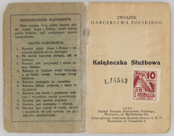 ML/MART/204 - Książeczka służbowa numer 14542 Związku Harcerstwa Polskiego wydana na nazwisko Chabrowski Józef, w książeczce jest wykaz sprawności i drużyna harcerska do której należał Józef Chabrowski.
