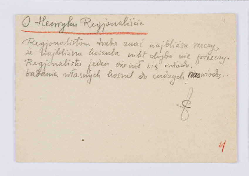 Rękopis Józefa Czechowicza, tekst zapisany czarnym ołówkiem na odwrocie kartonika (wym. 10 x 15 cm), na którym po stronie recto znajduje się drukowany formularz zaproszenia na 