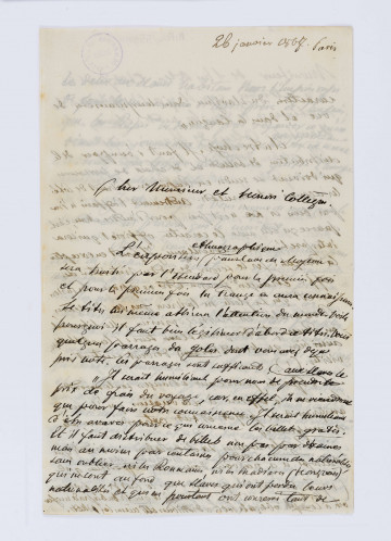 List Franciszka Duchińskiego do Wincentego Pola z 26.01.1867 r., w języku francuskim; obejmuje 2 kartki. Pisany czarnym atramentem, pismo pochylone w prawo, z licznymi podkreśleniami w tekście. Tekst listu przebija przez cienki papier na drugą stronę.