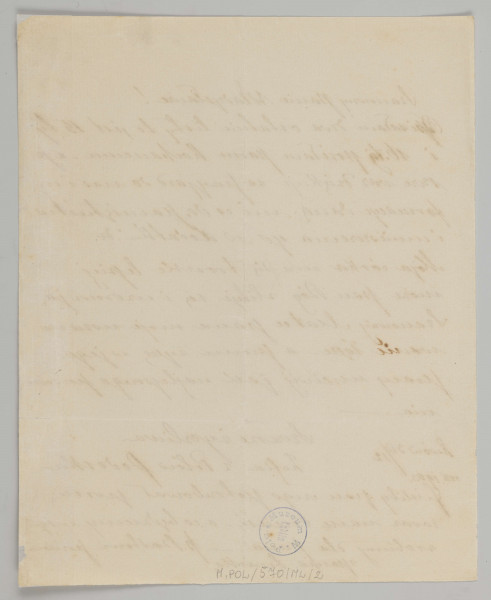 List sporządzony na papierze gładkim, cienkim, pisany czarnym atramentem, pismem czytelnym, pochylonym w prawą stronę. Zapisana jedna strona kartki.
