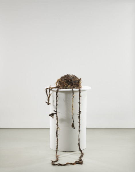 Długa lina zrobiona z warkocza uplecionego z naturalnych ludzkich włosów. Włosy różnią się kolorem i fakturą - różne pukle o podobnej długości zostały splecione ze sobą tak, że przechodzą płynnie, jeden w drugi.