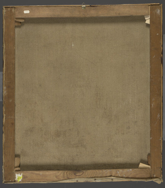 weduta - Zimowy miejski pejzaż ujęty z podwyższonego punktu widzenia. Na pierwszym planie plac pokryty szaro-białym śniegiem, przez który chłopiec ciągnie drewniane sanki. Sylwetka chłopca mała, nakreślona kilkoma pociągnięciami pędzla. Plan przecięty jest ukośnie linią ciemnej, odśnieżonej uliczki, po obu jej stronach rosną niewysokie drzewa z bezlistnymi koronami. Wzdłuż drogi stoją trzy wysokie uliczne latarnie. Ulicą jedzie zielone auto, wzdłuż jezdni idą ludzie – 3 sylwetki ujęte w całej postaci, pośrodku postać kobiety z dziecięcym wózkiem. Około ¼ wysokości obrazu ponad drzewami i ulicą widać szaro-żółto-zielonkawy płot za którym widoczna jest kępa bezlistnych drzew i gęsta zabudowa miasta. Widać mury kamienic i ich ośnieżone dachy. Za kępą drzew widać dwa wysokie budynki. Ponad dachami szeroki pas zamglonego, szarego, pochmurnego nieba. Kompozycja malowana swobodnie, z widocznymi pociągnięciami pędzla, miejscami fakturowo. Dominuje biel i jej odcienie przełamane czernią, szarością, odcieniami żółci, czerwieni.