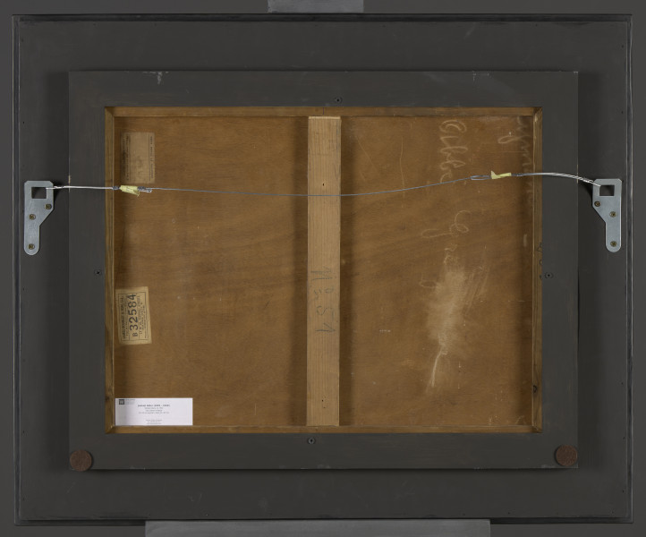 Na ciemnozielonym tle zawieszona jest barwna serweta z kwiatowym wzorem, obrębiona białą koronkową nicią (kordonkiem?). Przed nią, na drewnianym stole widać, w pozornym nieładzie, przedmioty: od lewej stoi besaminka (balsaminka), dalej leży przewrócony brązowy pojedynczy świecznik. Na pierwszym planie pośrodku, z prawej na małym niebieskim z ozdobną pomarańczowo-czerwoną linią talerzyku deserowym, nakrytym białą serwetką leży owoc cytrusowy (etrog). W głębi, na tle serwety umieszczony prawie poziomo, przecinający kompozycję obrazu, wąski, ciasno skręcony bukiet (lulaw), obok leży gałązka mirtu.Faktura obrazu, dzięki użyciu piasku, mocnym impastom i wydrapanym w farbie liniom jest wyrazista, ornamentalna i zróżnicowana.