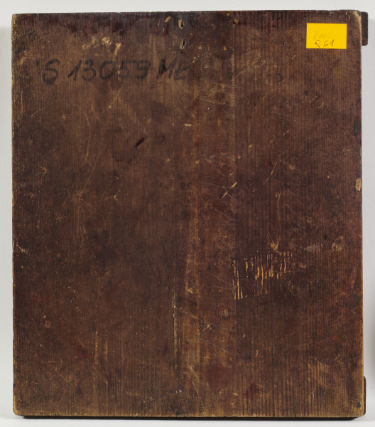 wizerunek Archanioła Michała jako Jeźdźca Apokaliptycznego z atrybutami, galopującego na uskrzydlonym koniu nad Otchłanią; na górnym pasie bordiury półpostać Chrystusa Emanuela oraz inskrypcja określająca przedstawienie